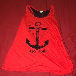 Red / Black Lacey Tank Top